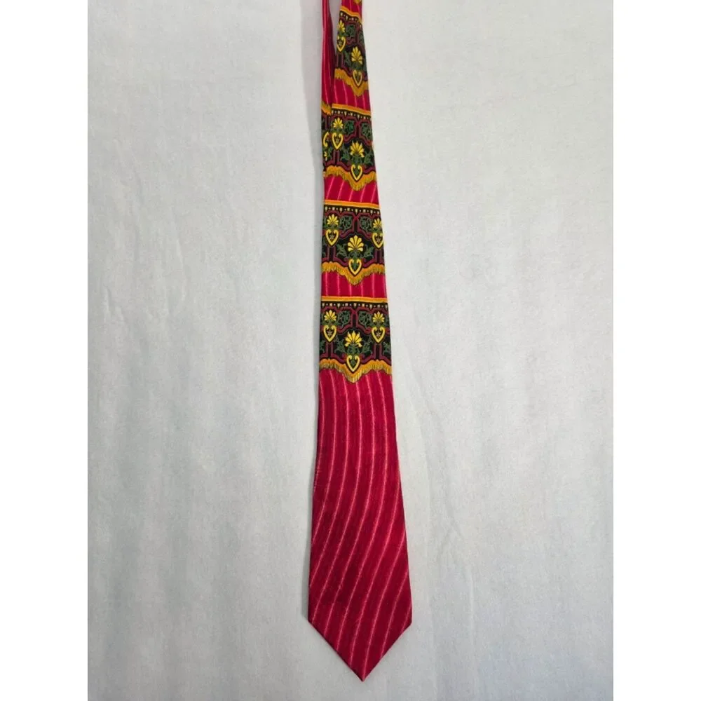 Rush Limbaugh Vintage 1996 Silk Tie No Boundaries Baroque Fringe Red Gold